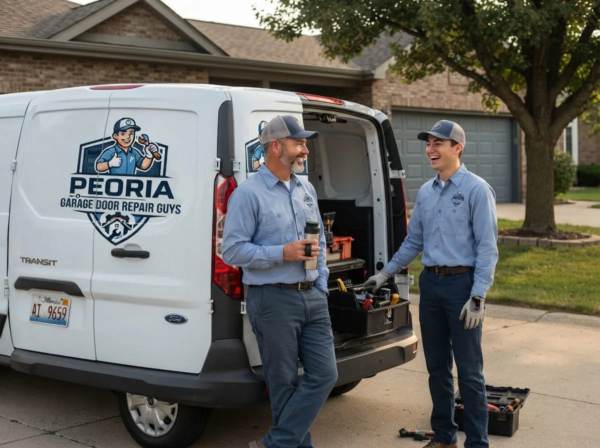 New construction garage door installation in a growing Peoria-area suburb